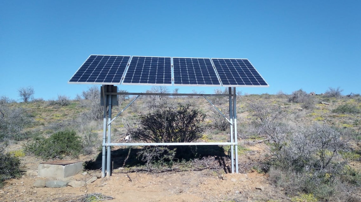 Two solar-powered water pumps