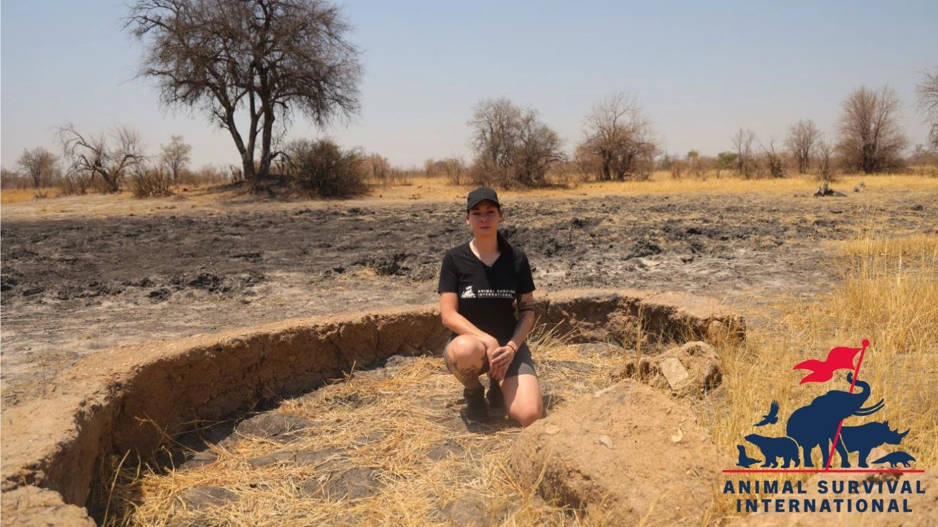 ASI campaigner, Debby Querido, with a dried out baby elephant carcass